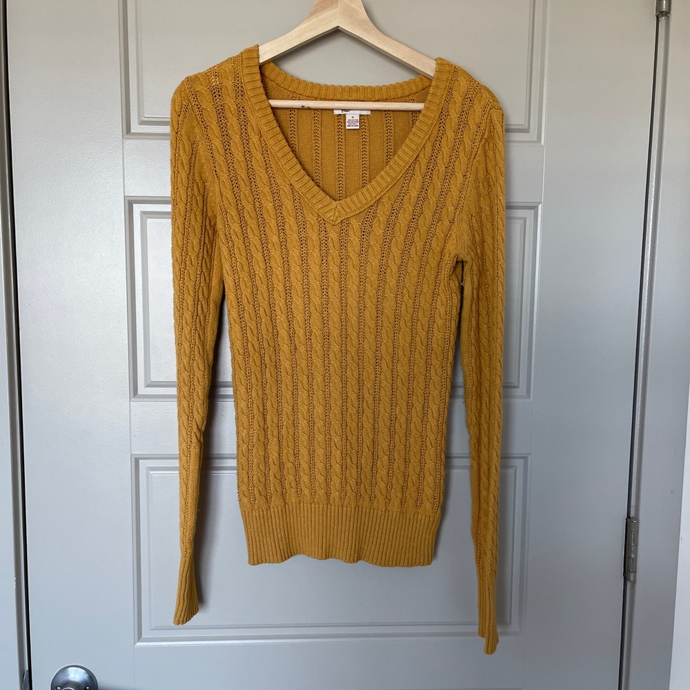 Mustard Yellow Cable Knit Sweater
